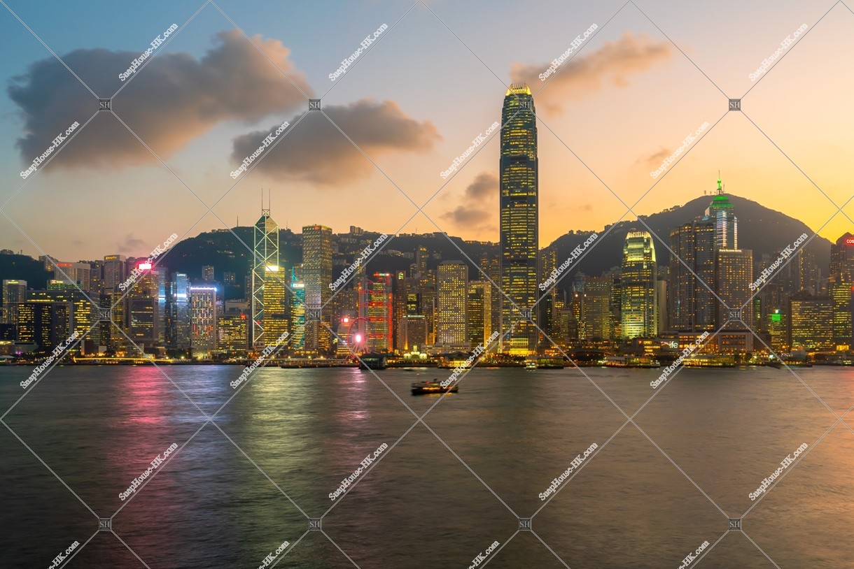 View of High-rise buildings at Central at sunset time, No.10