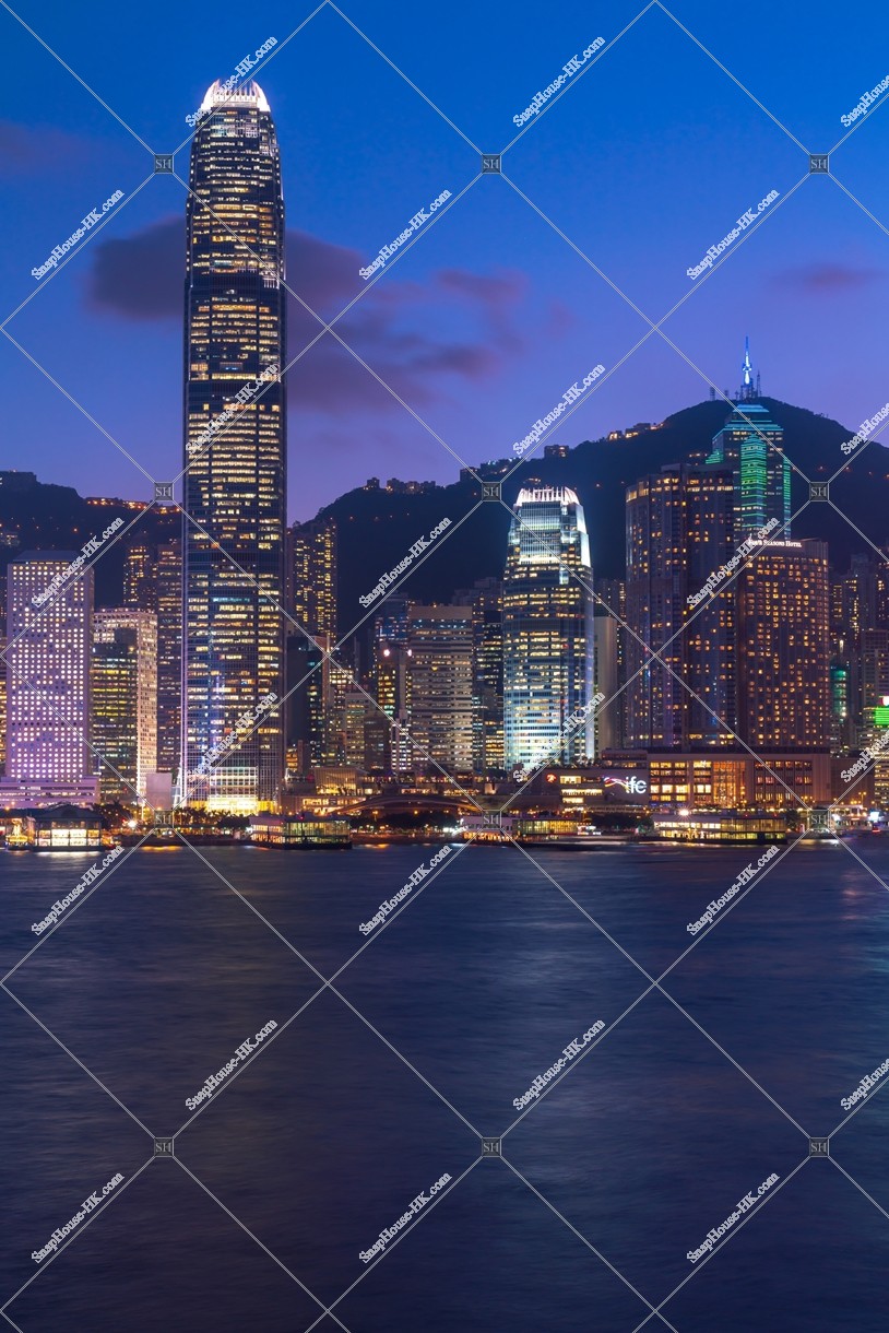 View of High-rise buildings at Central after sunset, No.2