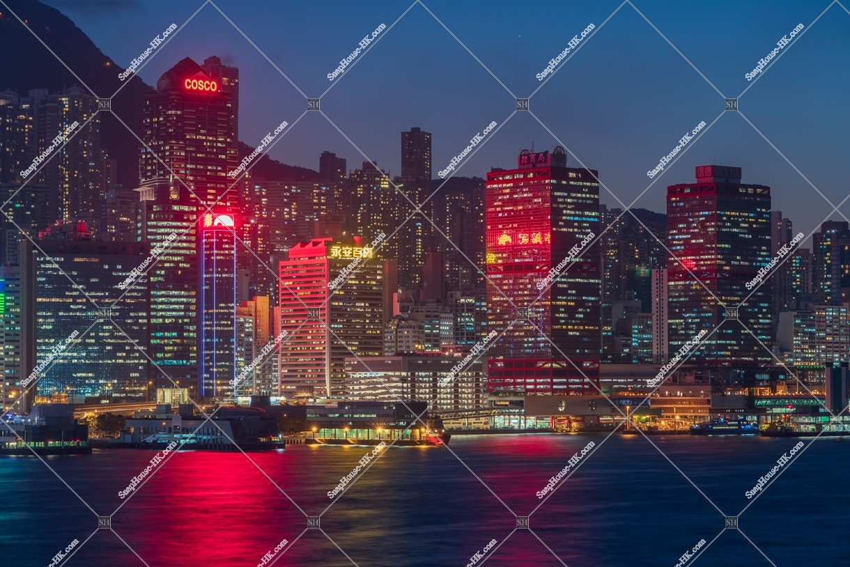 View of High-rise buildings at Sheung Wan after sunset, No.2