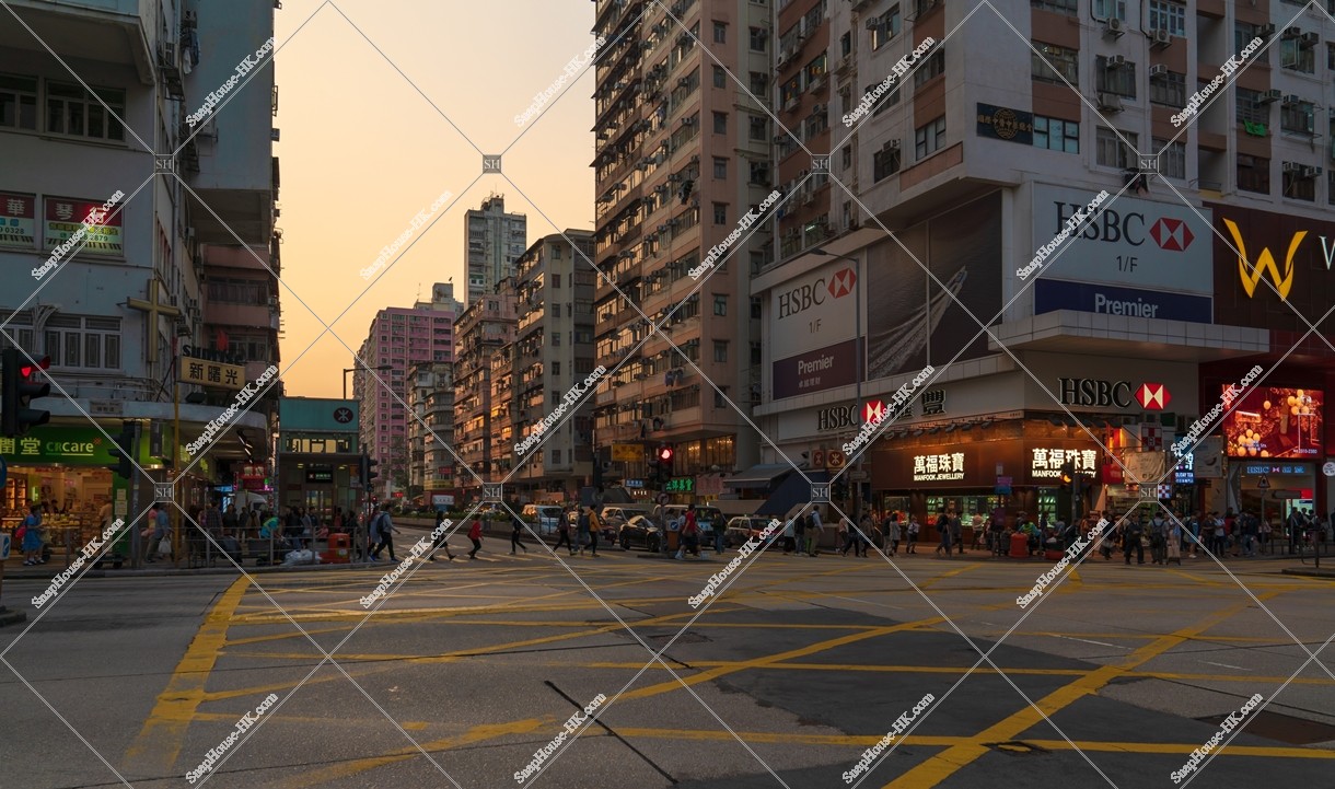 Street view of Yau Ma Tei at sunset time, No.3