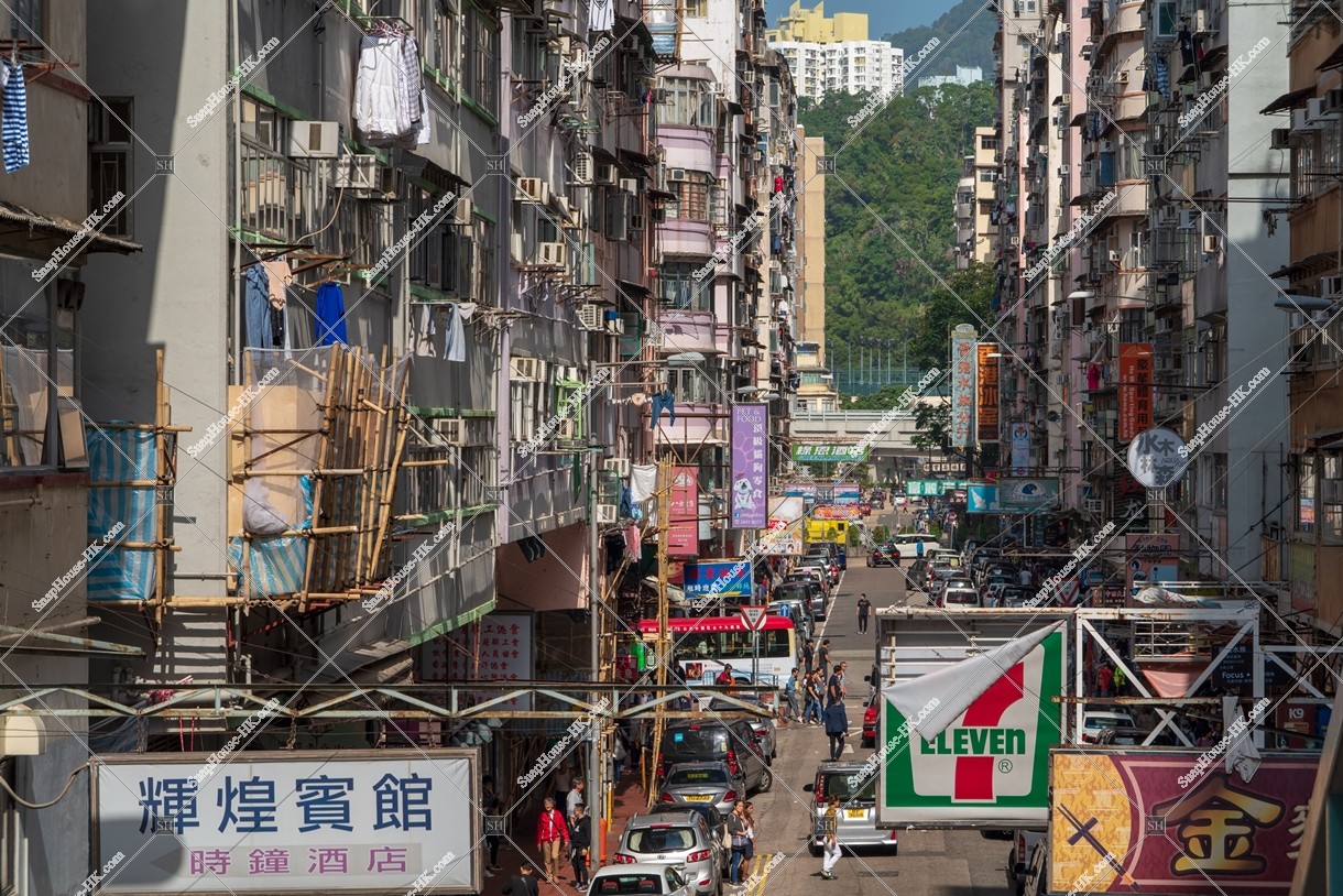 Street view of Mong Kok with signboards, No.33