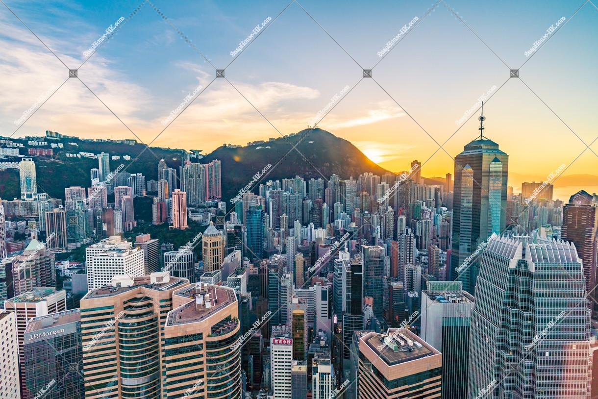 View of skyscrapers at Central in sunset time, No.1