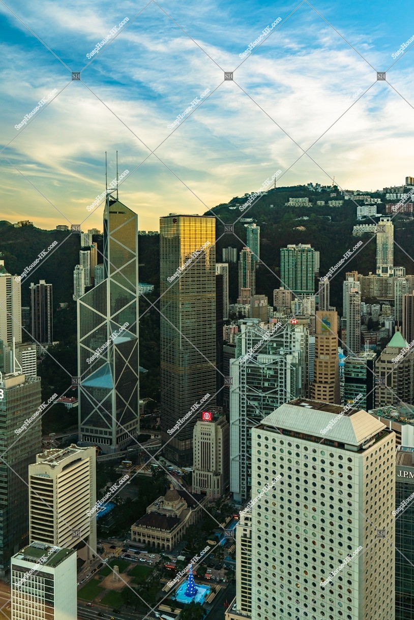 View of skyscrapers at Central in sunset time, No.5