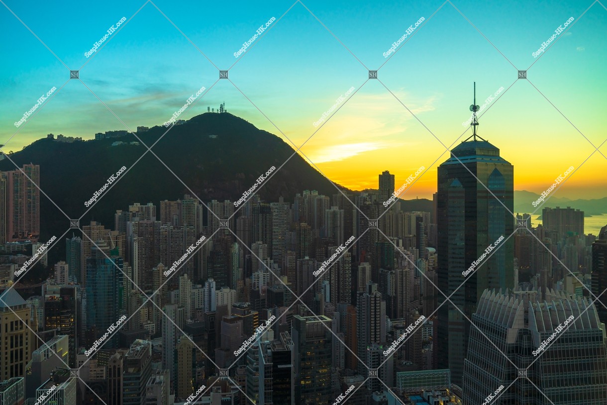 View of skyscrapers at Central in sunset time, No.15