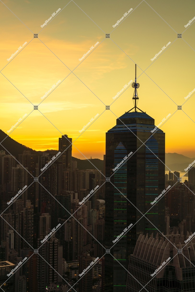View of skyscrapers at Central to Sheung Wan in sunset time, No.8