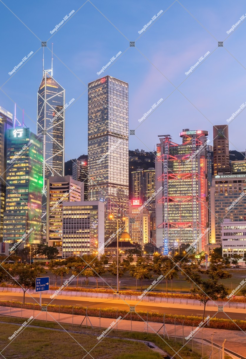 View of High-rise buildings at Central after sunset, No.5
