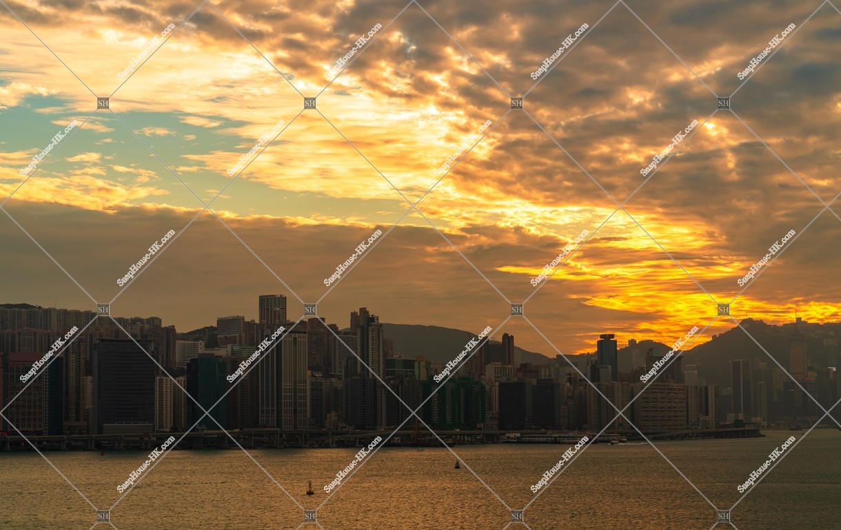 Cirrocumulus cloud and Cityscape of Hong Kong in sunset time, No.5