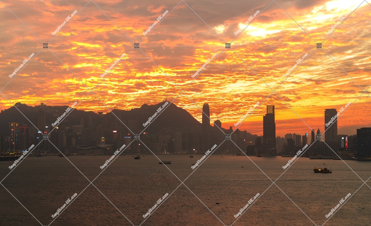 Cirrocumulus cloud and Cityscape of Hong Kong in sunset time, No.11