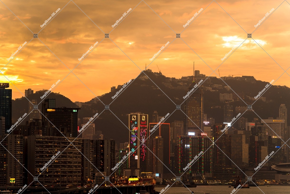 View of Hong Kong Island in sunset time, No.4