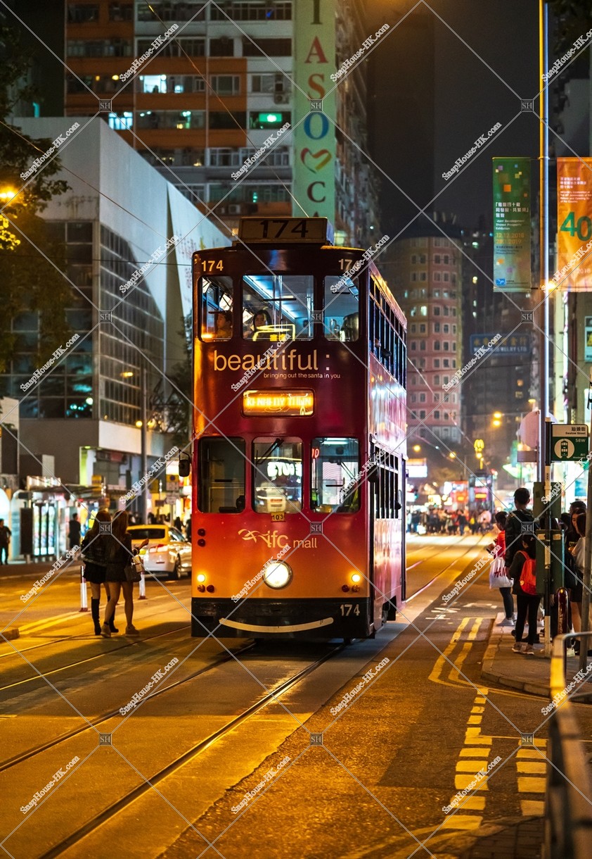 Hong Kong Tramway at night, Wan Chai, No.3