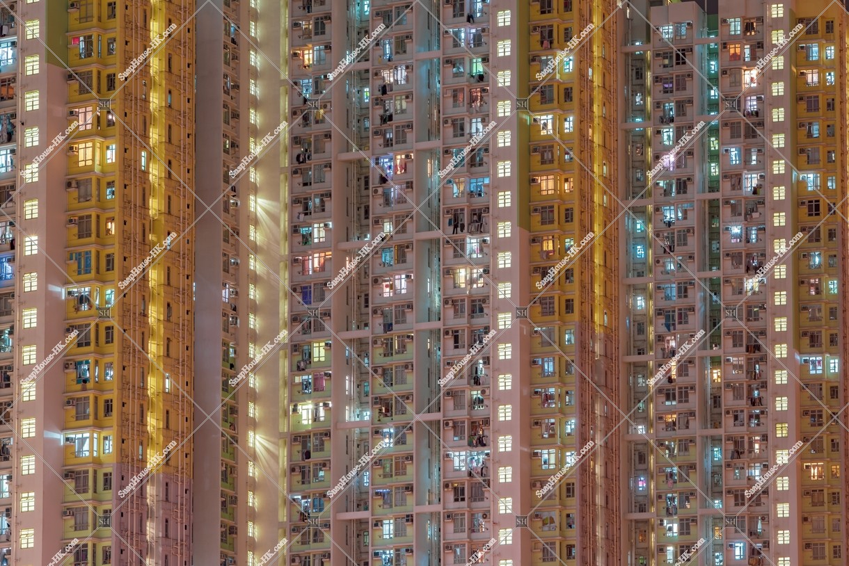 Public Housing "Kai Ching Estate" at Kai Tak at night, No.1