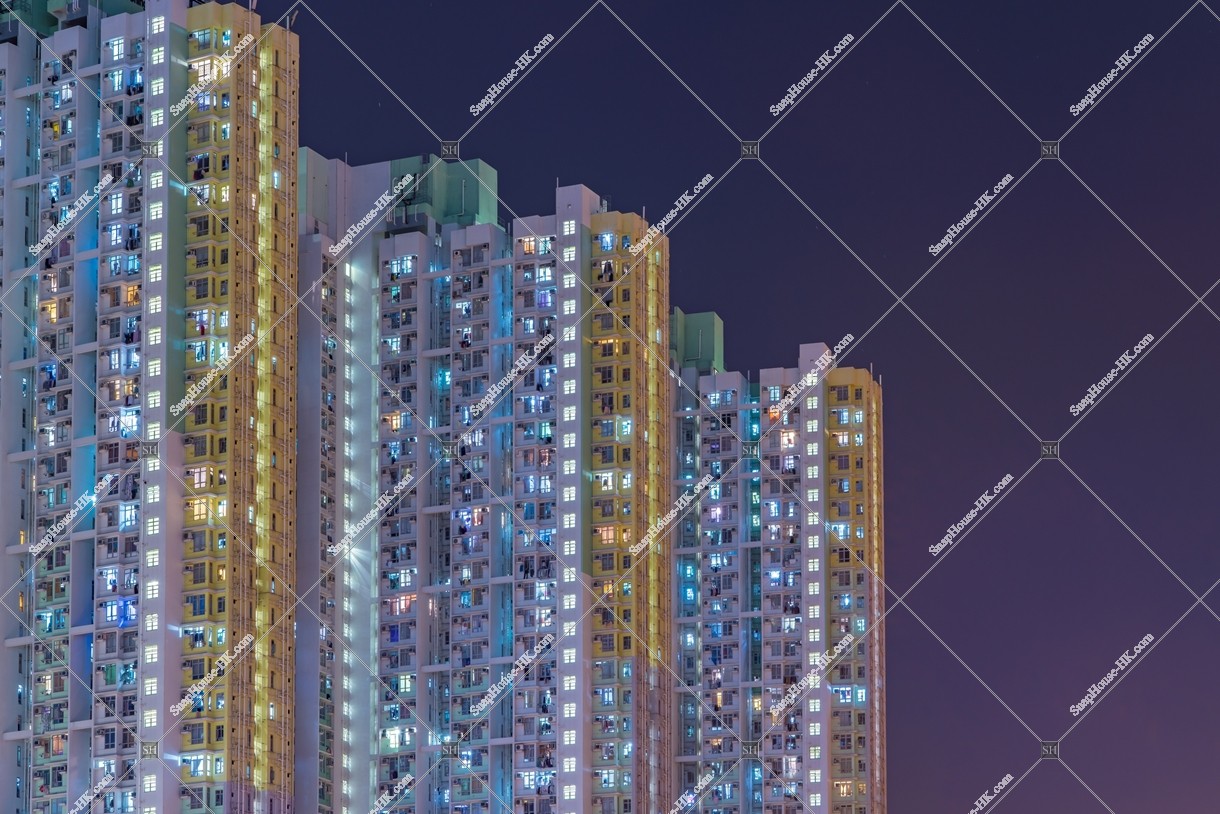 Public Housing "Kai Ching Estate" at Kai Tak at night, No.3