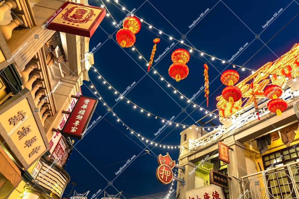 Old Hong Kong at night in Ocean Park, No.8