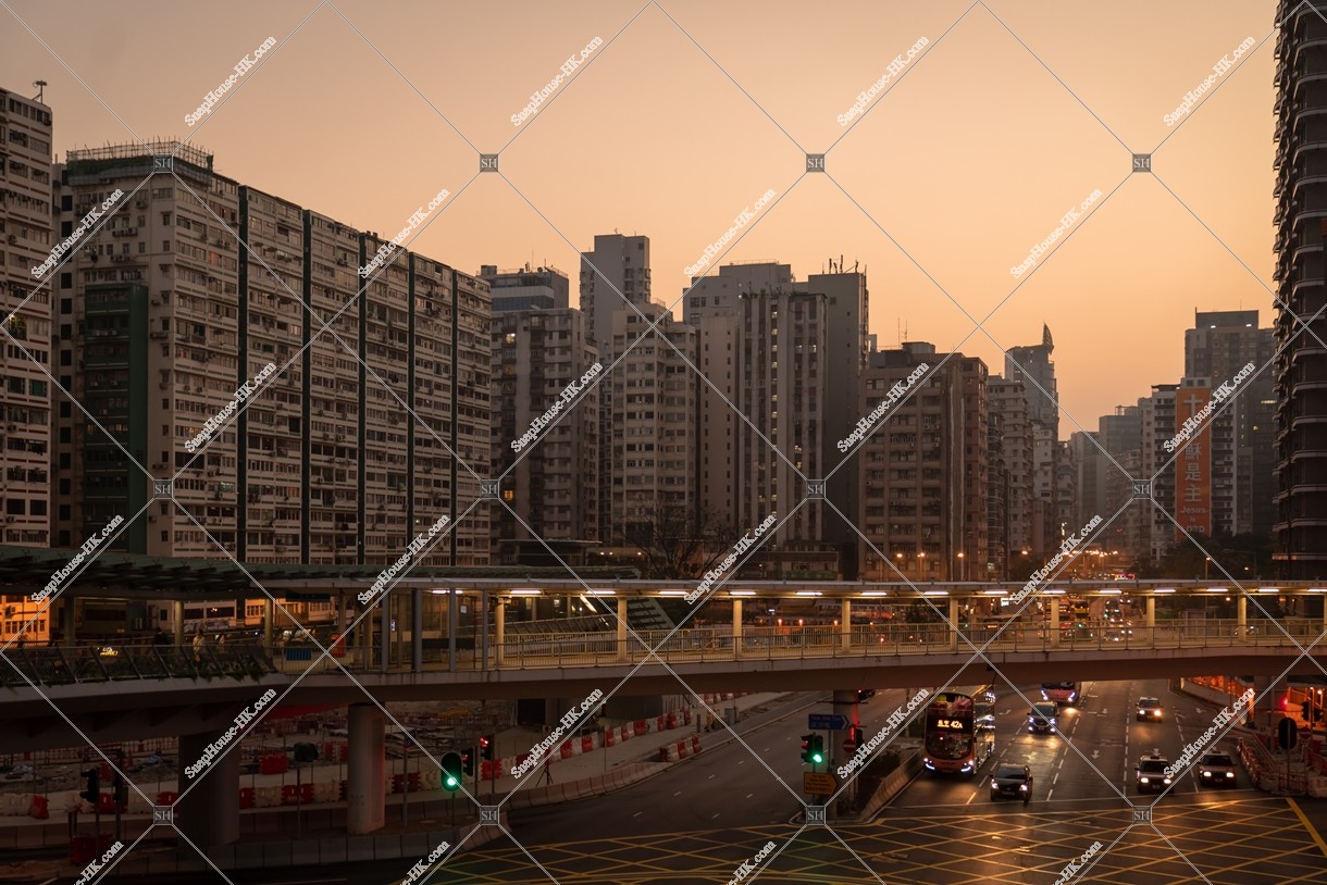 Townscape of Jordan before dawn, No.1