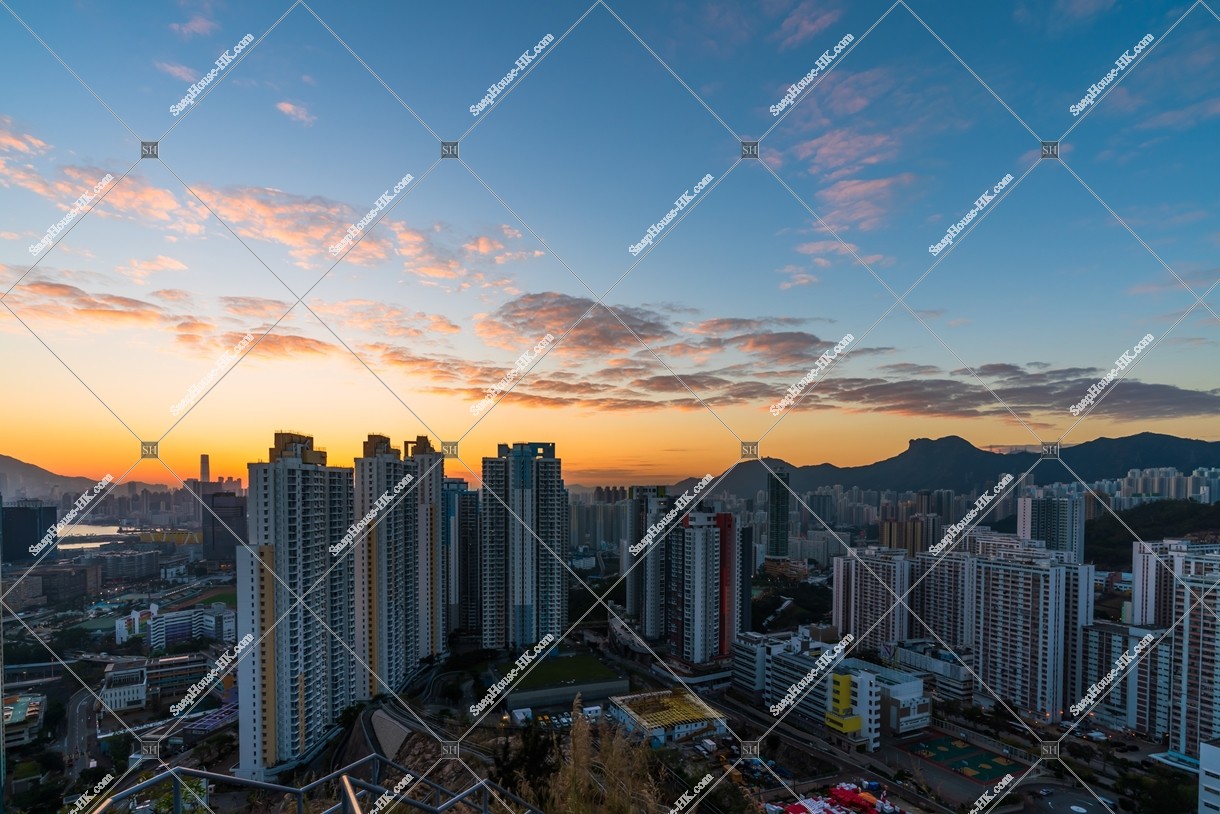 Townscape of Kowloon Bay to Ngau Tau Kok in sunset time, No.4