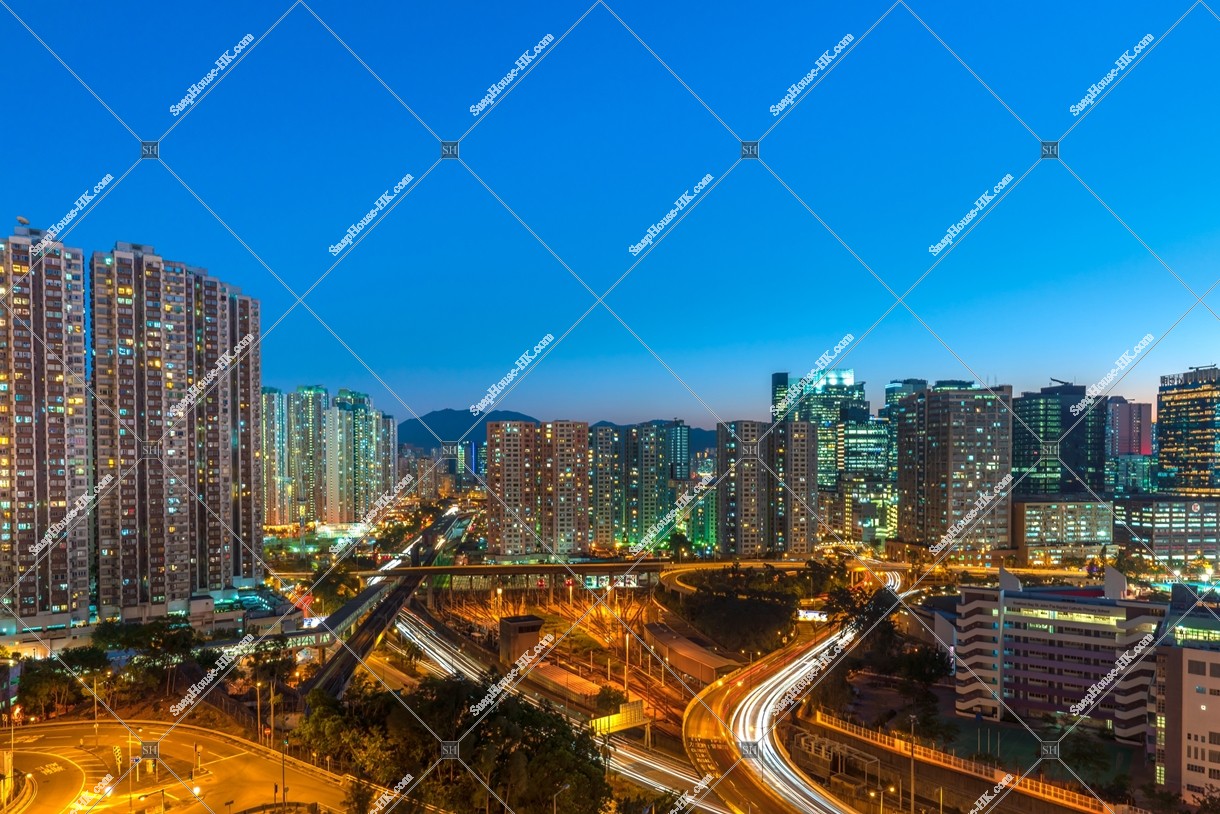 Townscape of Kowloon Bay in sunset time, No.8