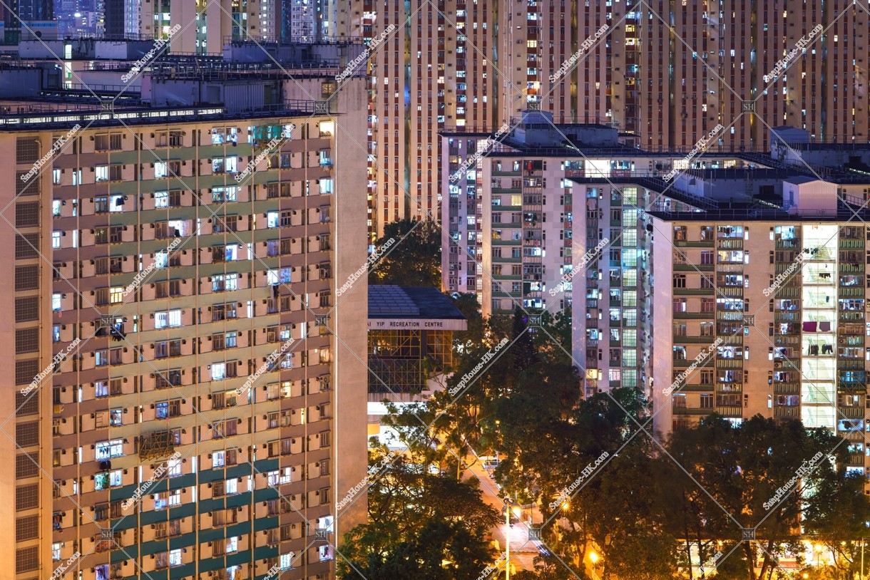 Public Housing "Kai Yip Estate" at Kowloon Bay at night, No.3