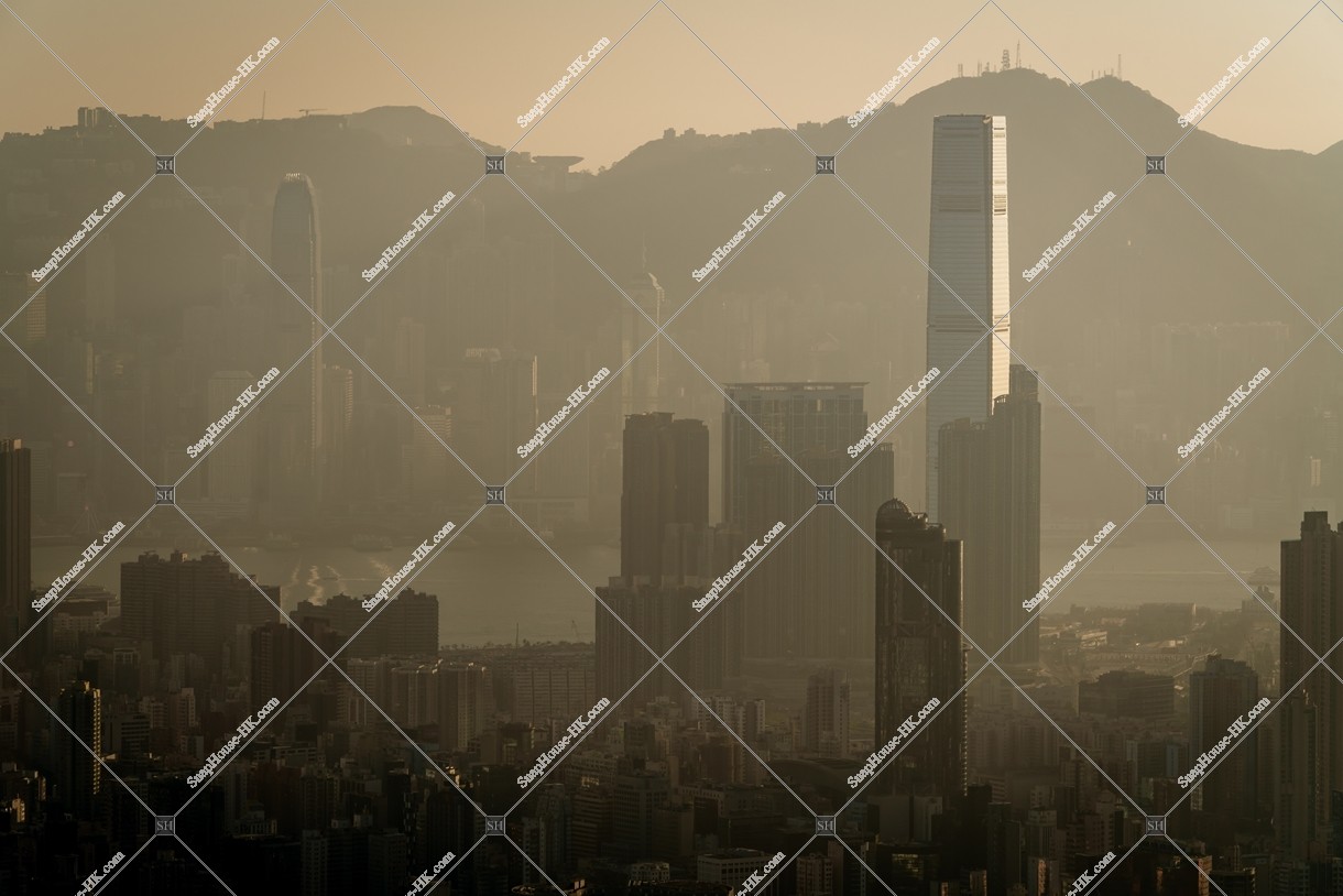 Skyline cityscape of Hong Kong in smog, No.6