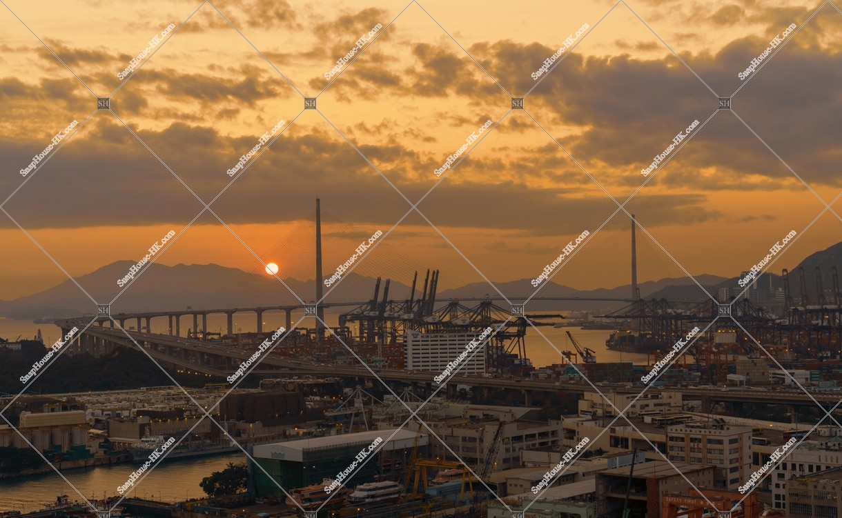 Sunset and Stonecutters' Bridge and , No.3