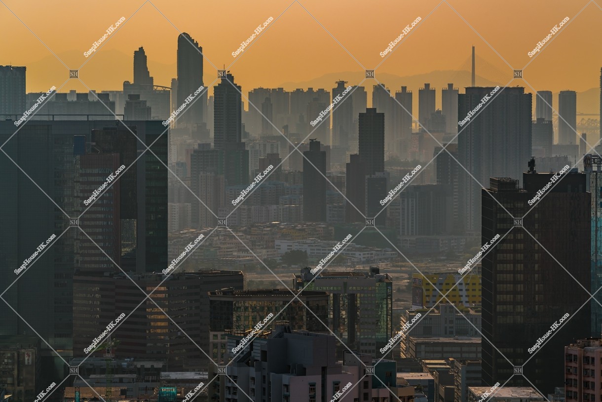 Cityscape of Kowloon at sunset time, No.1