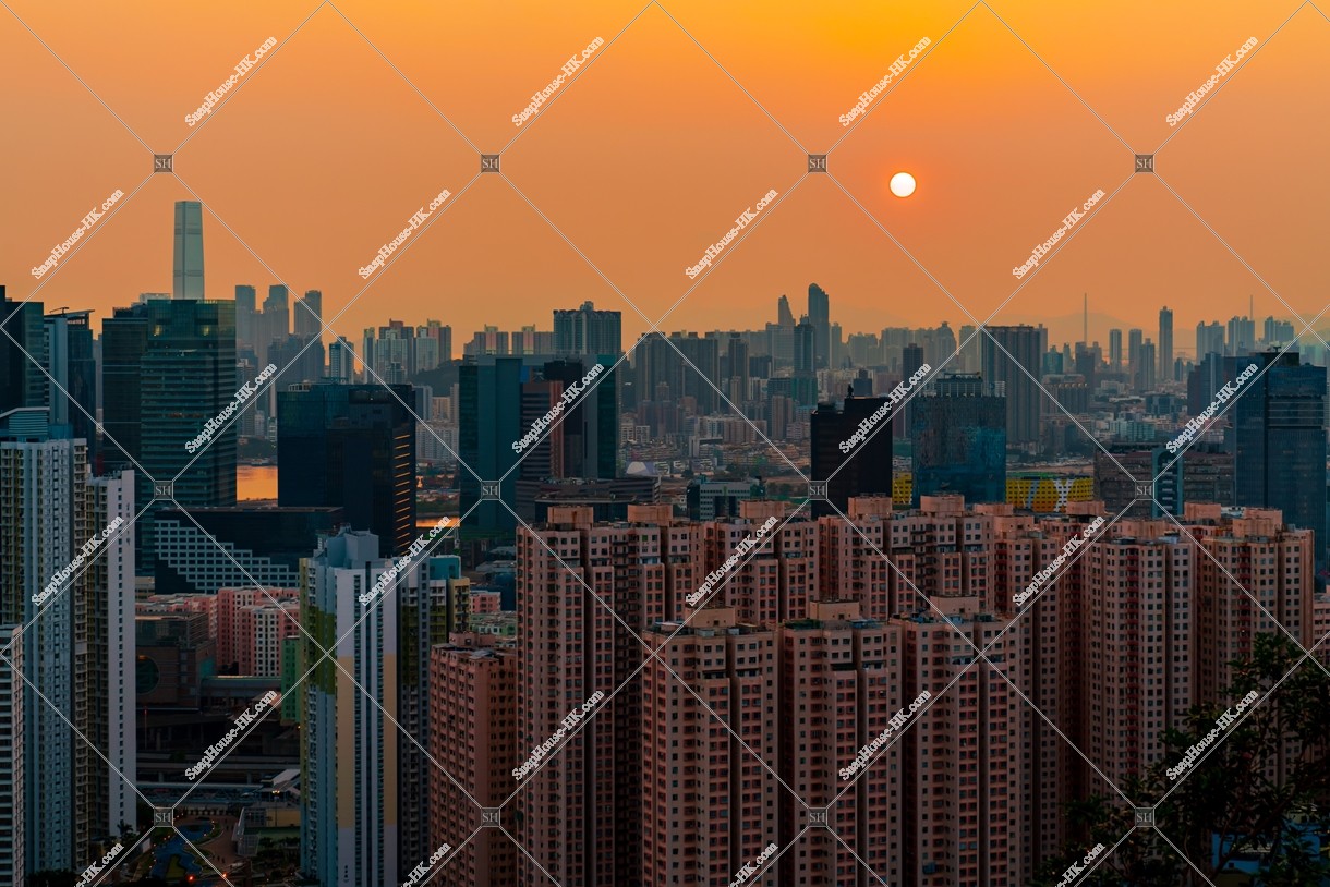 Cityscape of Kowloon with sunset, No.5