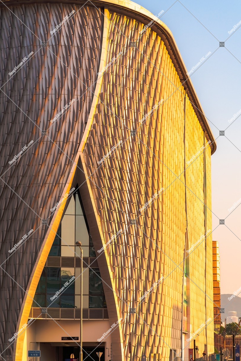 Xiqu Centre at West Kowloon in sunset time