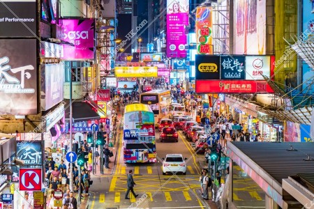Street view of Sai Yeung Choi Street at night, Mong Kok, No.2