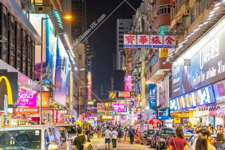 Night street view of Sai Yeung Choi Street with pedestrian, Mong Kok, No.19