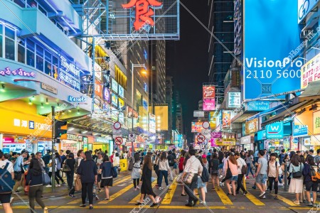 Night street view of Sai Yeung Choi Street with pedestrian, Mong Kok, No.20