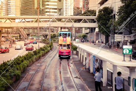 Hong Kong Tramway traveling through Admiralty