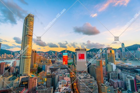Dusk scene of buildings at Tsim Sha Tsui, No.1