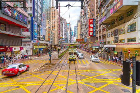 Street view of Causeway Bay with Hong Kong Tramway, No.2