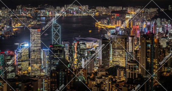 Skyline view of Hong Kong from The Peak at night, No.4
