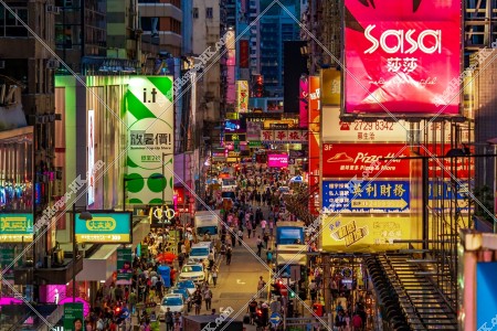 Night street view of Sai Yeung Choi Street with pedestrian, Mong Kok, No.20