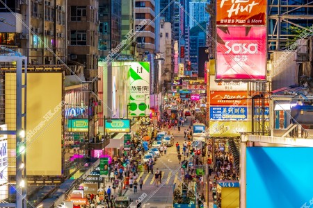 Night street view of Sai Yeung Choi Street with pedestrian, Mong Kok, No.22
