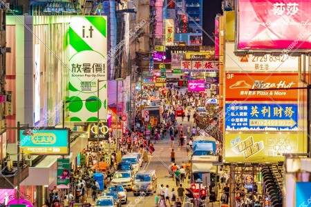 Night street view of Sai Yeung Choi Street with pedestrian, Mong Kok, No.23