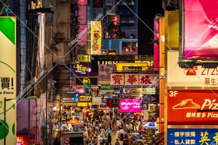 Night street view of Sai Yeung Choi Street with pedestrian, Mong Kok, No.24
