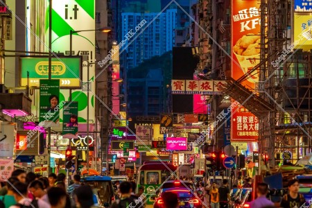 Night street view of Sai Yeung Choi Street with pedestrian, Mong Kok, No.26