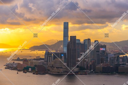 View of Kowloon Peninsula at sunset time, No.1