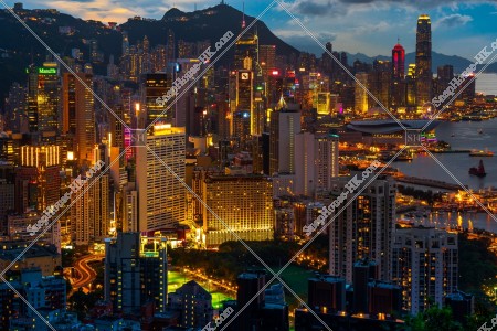 Night view of high-rise buildings at Causeway Bay to Central, No.3