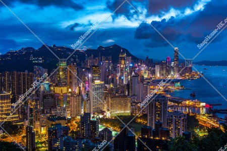 Night view of high-rise buildings at Causeway Bay to Central, No.4