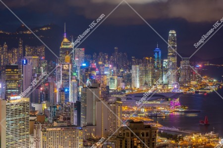 Night view of high-rise buildings at Wan Chai to Central, No.4