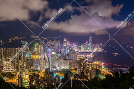 Night view of high-rise buildings at Causeway Bay to Central, No.6