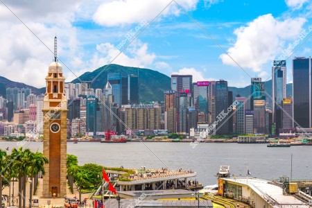 View of Hong Kong Clock Tower with the high-rise buildings at Hong Kong Island, No.1