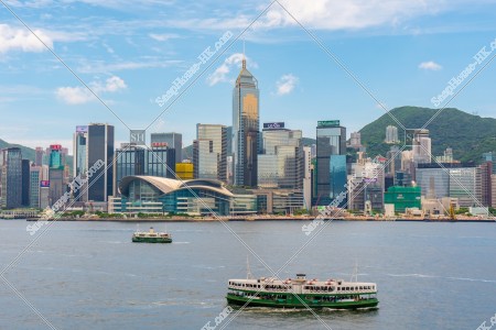 View of  the high-rise buildings of Wan Chai with Star Ferry, No.3