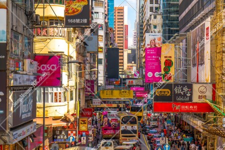 Street view of Sai Yeung Choi Street with signboards at Mong Kok, No.1