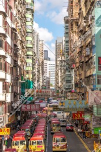 View of signboards and minibus, Mong Kok, No.16