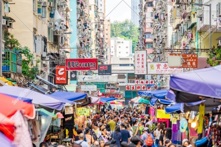 Street view of Fa Yuen Street with people at Mong Kok, No.4