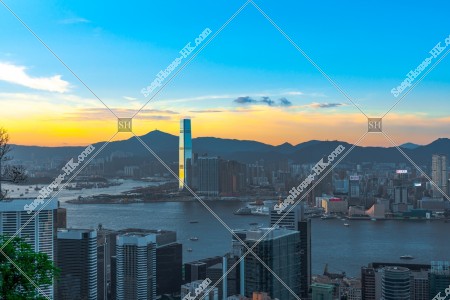 View of Kowloon Peninsula at sunset time, No.3