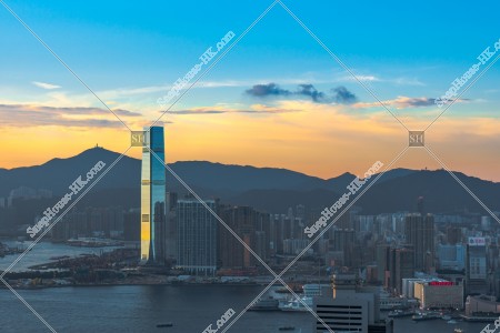 View of West Kowloon at sunset time, No.9